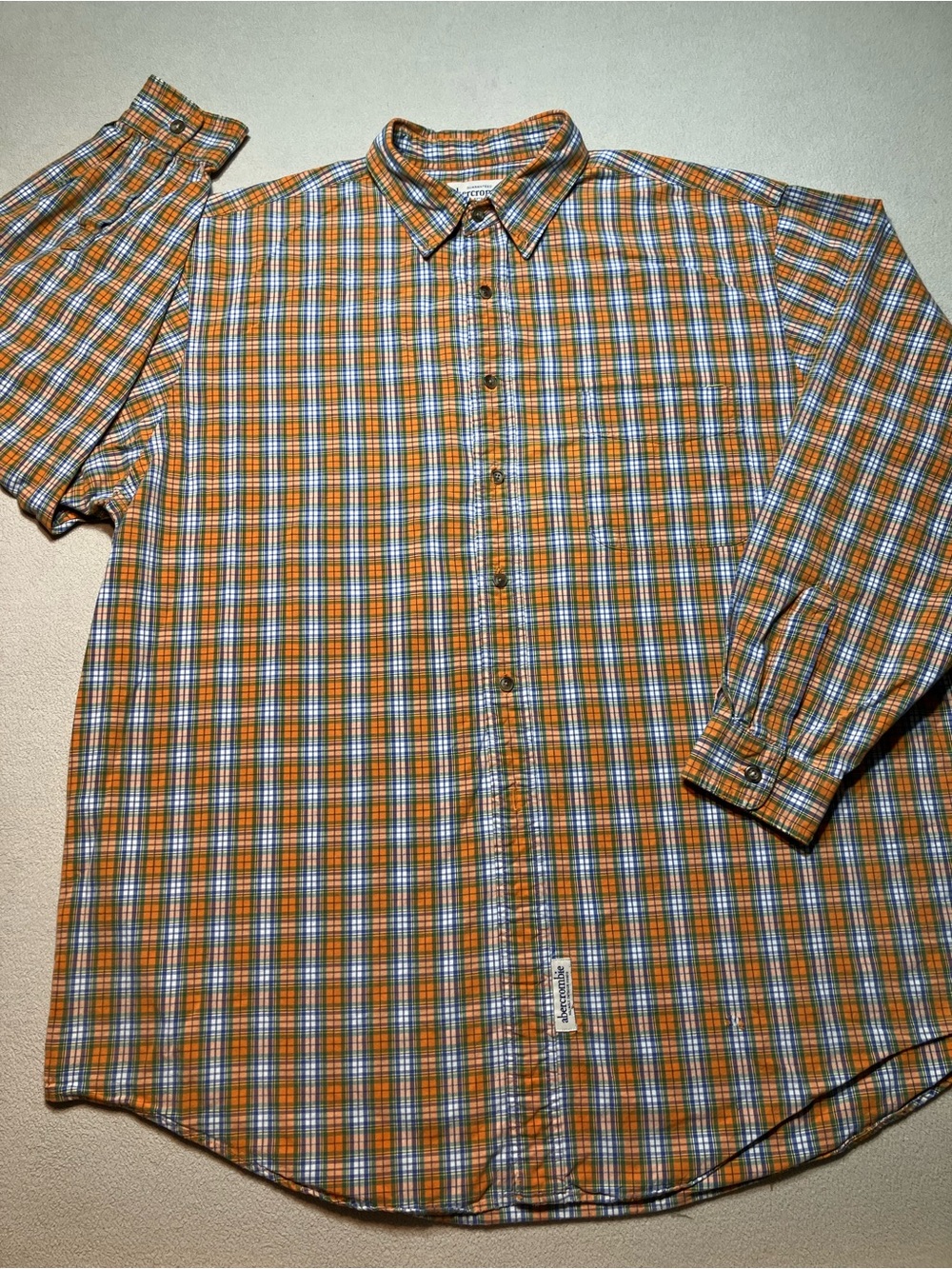 Vintage Abercrombie & Fitch Orange Plaid Shirt XL
